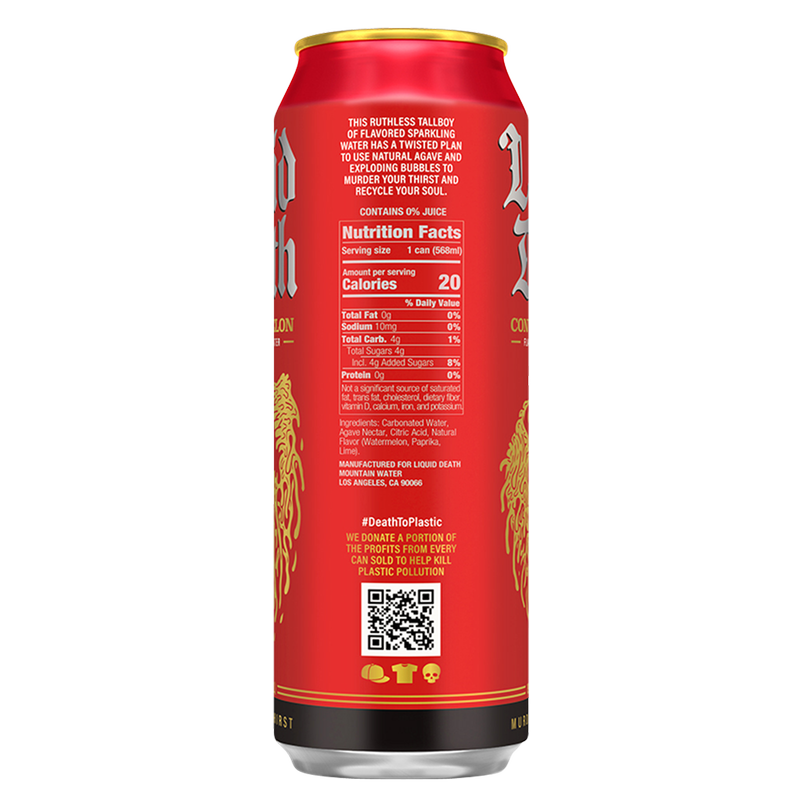Liquid Death Convicted Melon Sparkling Water 8pk 19.2oz King Size Cans