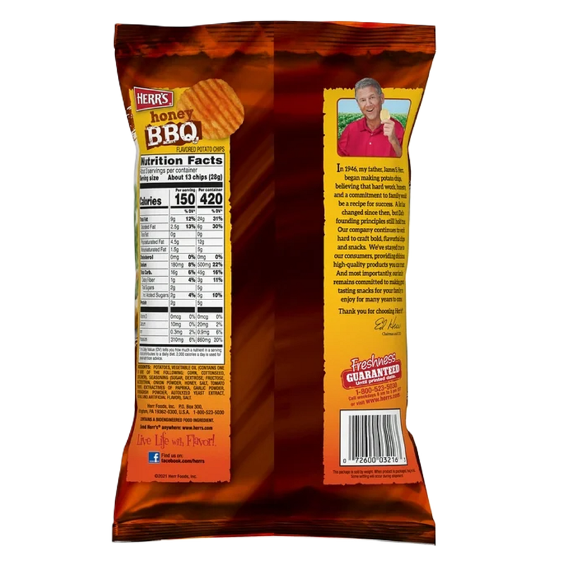 Herr's Honey BBQ Ripple Chip 2.75oz