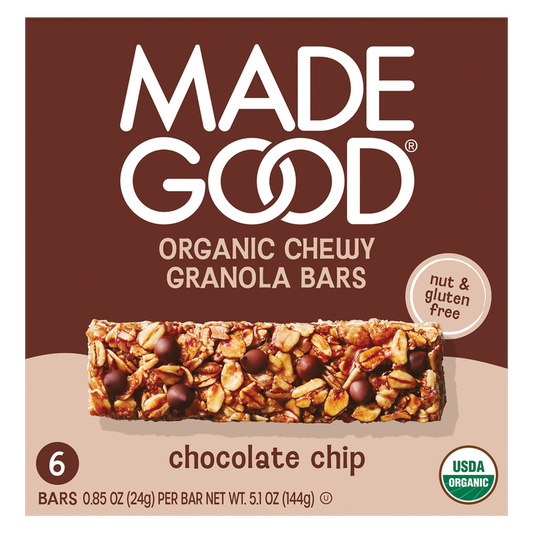 MadeGood Organic Chocolate Chip Granola Bars, 6 Count, 5.1 oz