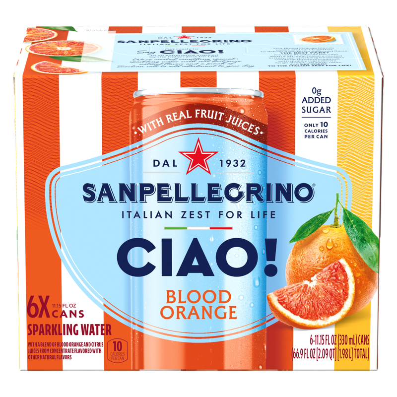 San Pellegrino Ciao! Blood Orange Sparkling Water 6pk 330mL Can