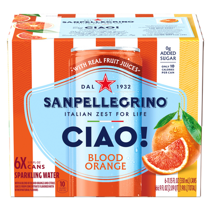 San Pellegrino Ciao! Blood Orange Sparkling Water 6pk 330mL Can