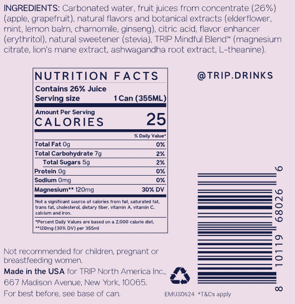 TRIP Elderflower Mint Mindful Blend 12oz Can