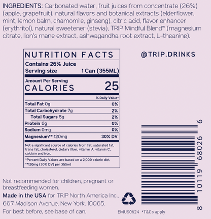 TRIP Elderflower Mint Mindful Blend 12oz Can