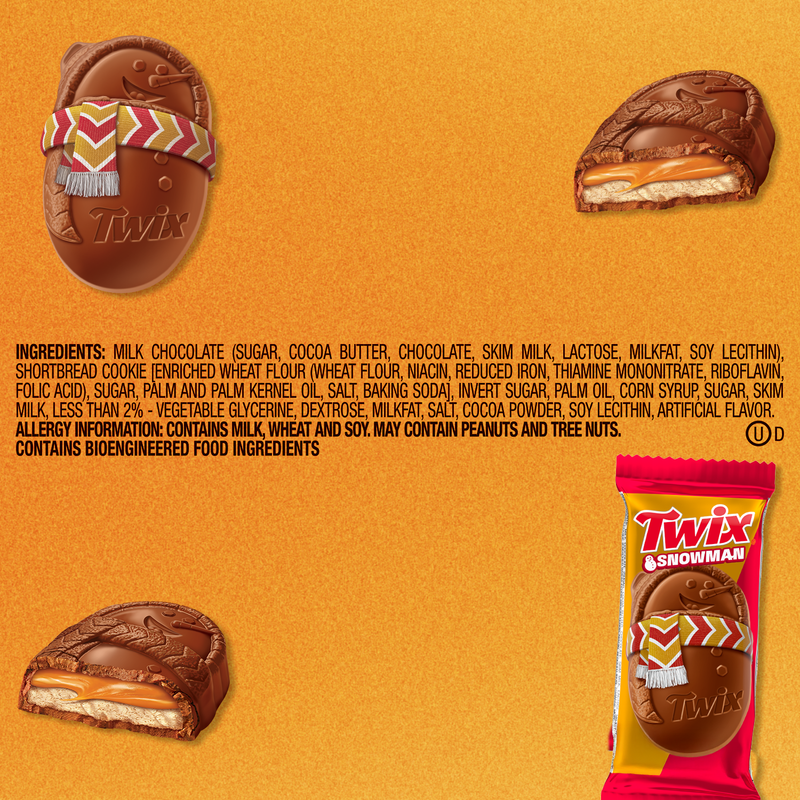Twix Caramel Cookie Snowman, 1.06 oz
