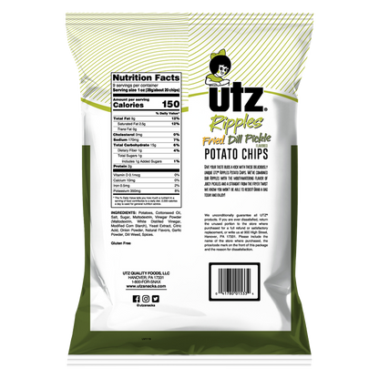Utz Potato Chips Ripples Fried Dill Pickle 9oz