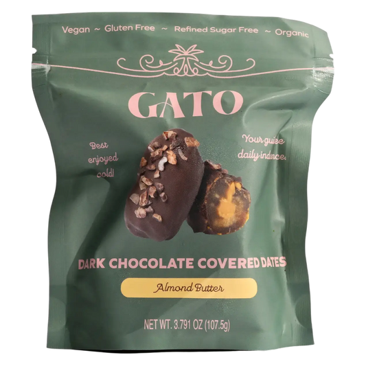 Gato Dates Chocolate Covered Dates with Almond Butter, 3.791 oz