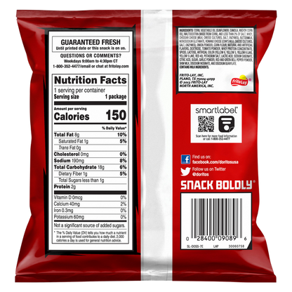 Doritos Tortilla Chips Nacho Cheese Flavored 1 Oz