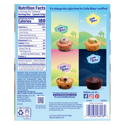 Entenmann's Little Bites Blueberry Mini Muffins, 5 packs, 7.5 oz