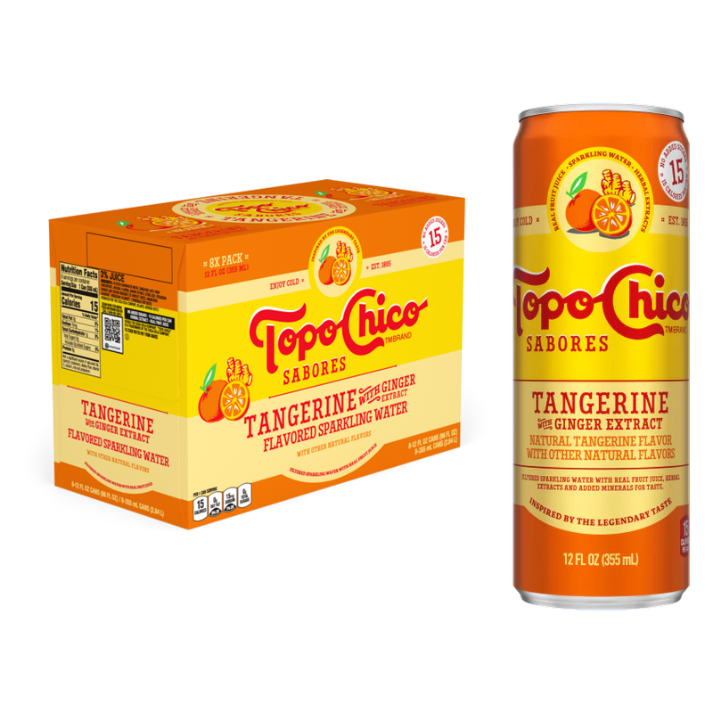 Topo Chico Sabores Tangerine with Ginger Extract Flavored Sparkling Water 8pk 12oz Can