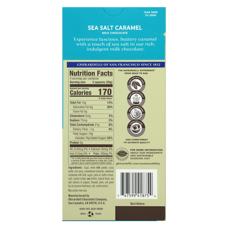 Ghirardelli Caramel Milk Chocolate Squares Bar 4.8oz