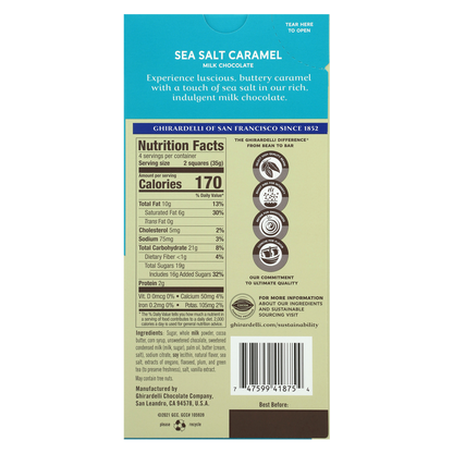 Ghirardelli Caramel Milk Chocolate Squares Bar 4.8oz