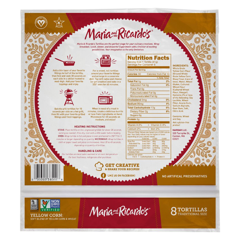 Maria & Ricardo's Soft Yellow Frozen Corn Tortillas - 11.57oz