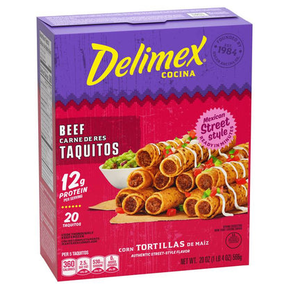Delimex Beef Taquitos Frozen Snacks, 20ct