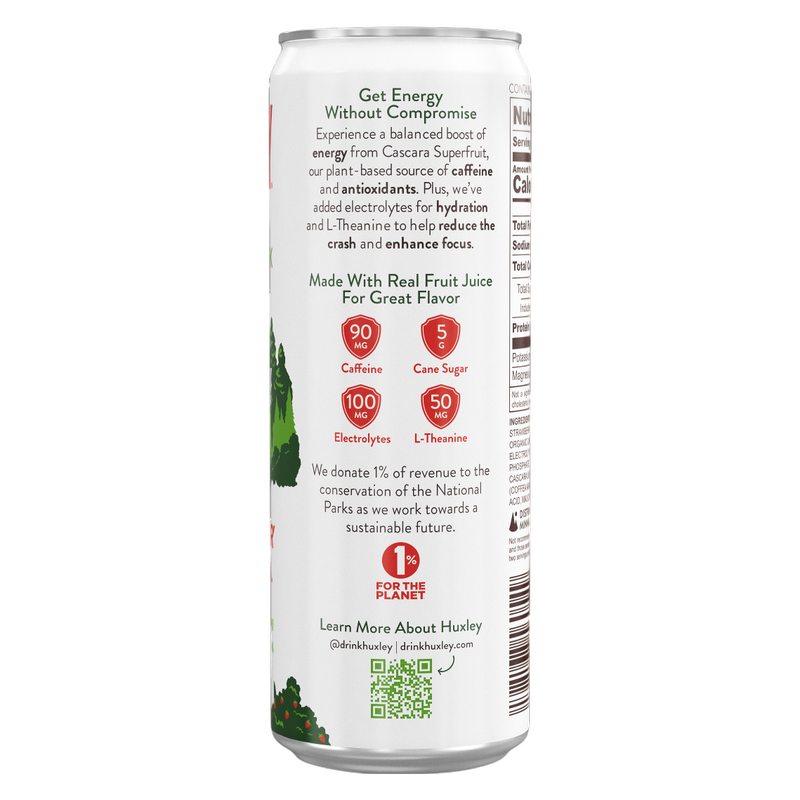 Huxley Strawberry Sequoia Superfruit Energy Drink 12oz Can