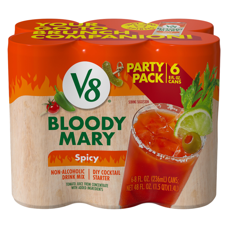 V8 Spicy Bloody Mary Mix 8oz 6pk Can