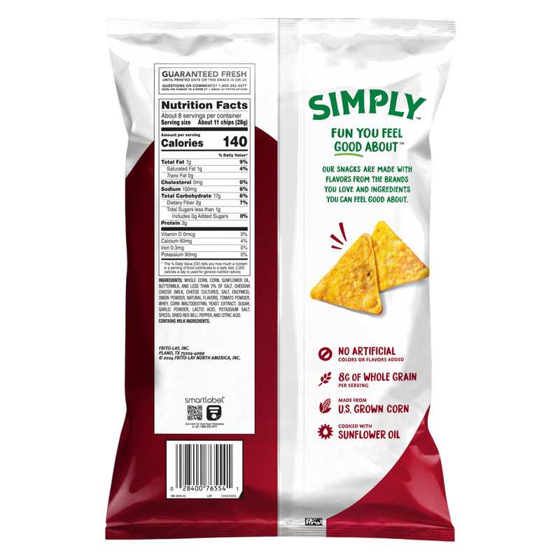 Doritos Simply Tortilla Chips White Cheddar Nacho Flavored 7.5oz