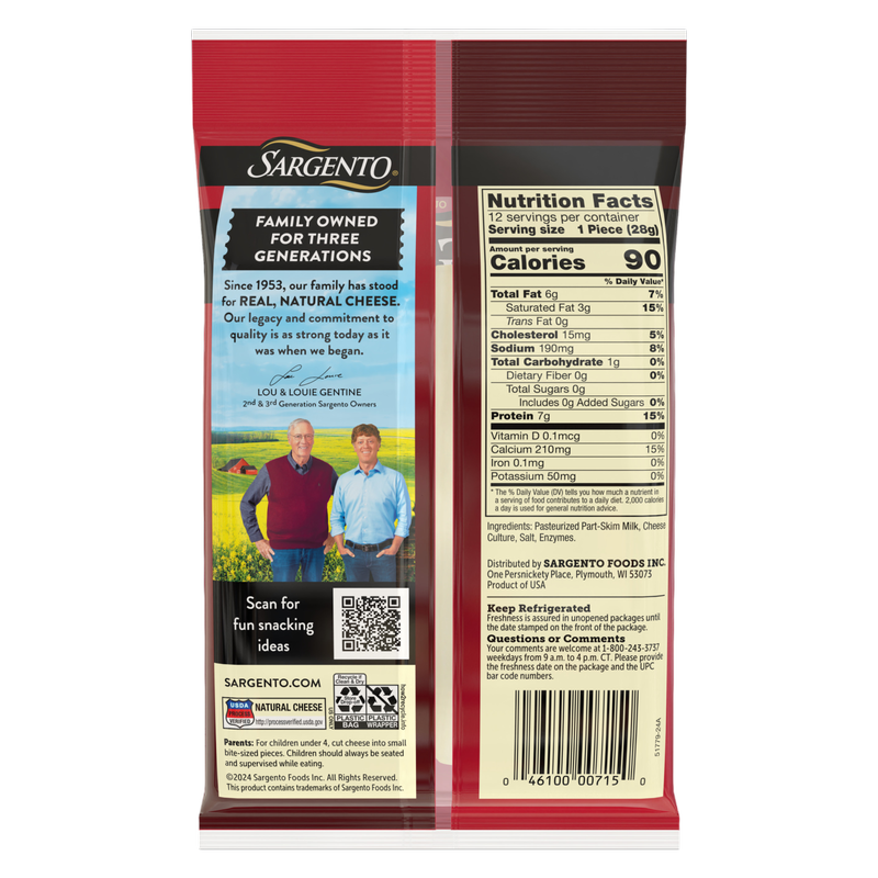 Sargento Natural Mozzarella String Cheese - 12ct