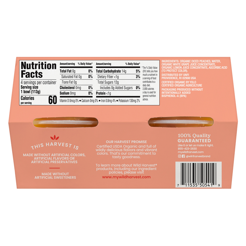 Wild Harvest Organic Diced Peaches in Juice 4oz (4 Pack)