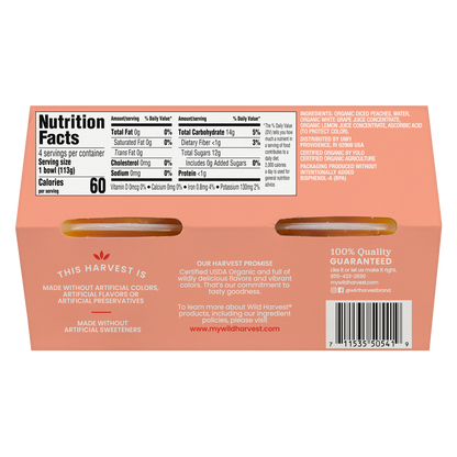 Wild Harvest Organic Diced Peaches in Juice 4oz (4 Pack)