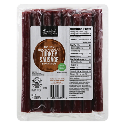 Essential Everyday Honey Brown Sugar Turkey Sausage Snack Sticks 14oz