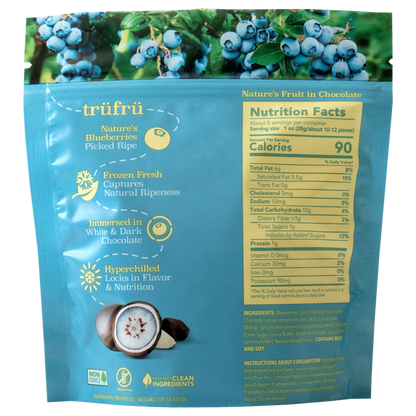 Tru Fru Natures Blueberries Hyper Chilled in White & Dark Chocolate, 8oz