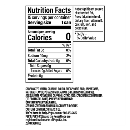 Pepsi Zero Sugar 15pk 12oz Can