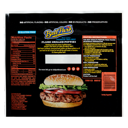 Ball Park Frozen Flamed Grilled Original Beef Patties 6ct 16.2oz