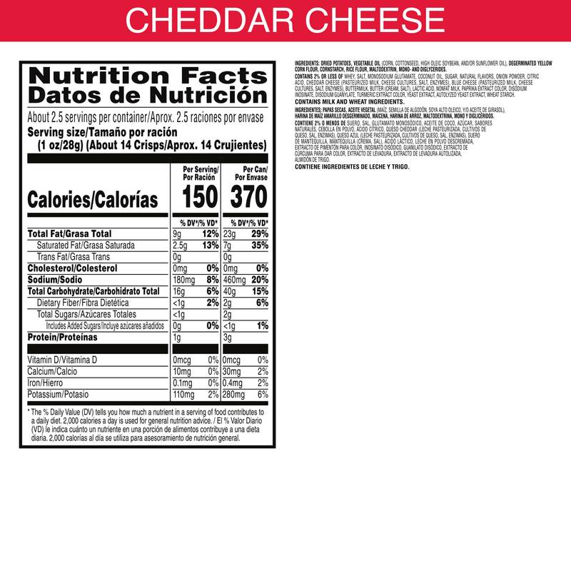 Pringles Potato Crisps Chips Cheddar Cheese 2.5oz Grab N' Go