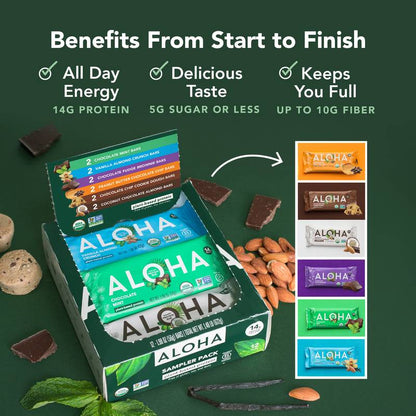 Aloha Protein Bar Sampler Pack, 12 bars