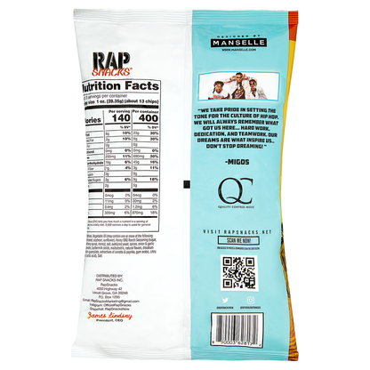 Rap Snacks Migos Bar-B-Quin' with my Honey with Ranch Wavy Chips 2.75oz
