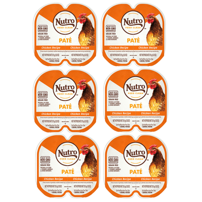 6 Ct Nutro Perfect Portions Trays Grain-Free Pate Real Chicken Recipe Wet Cat Food 2.6oz
