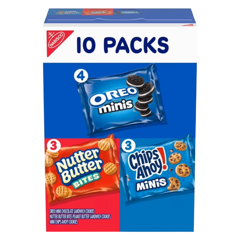 Nabisco Cookie Variety Pack, Oreo Mini, Nutter Butter Bites, Chips Ahoy! Mini, 10 Snack Packs
