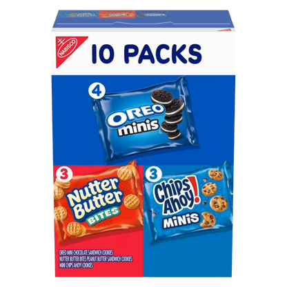 Nabisco Cookie Variety Pack, Oreo Mini, Nutter Butter Bites, Chips Ahoy! Mini, 10 Snack Packs