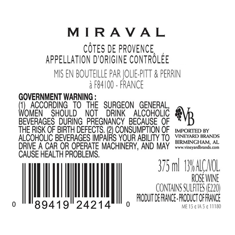 Ch Miraval Provence Rose 375ml 375ml