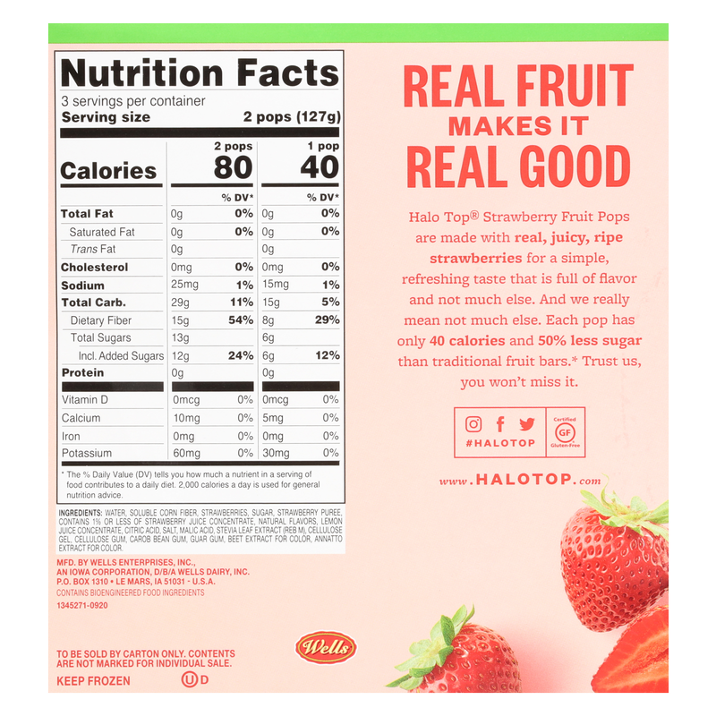 Halo Top Strawberry Fruit Pops 6ct