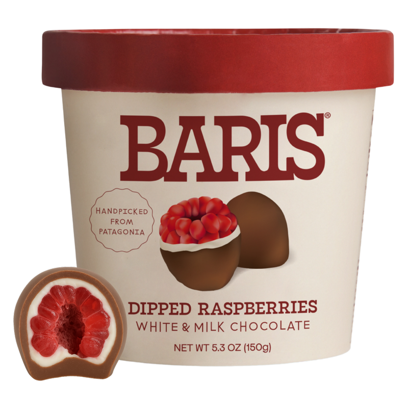 Baris Dipped Raspberries Double White & Milk Chocolate, 5.3oz