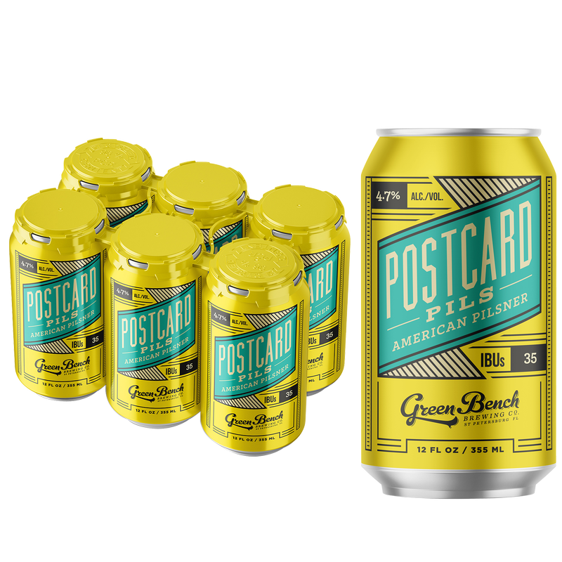 Green Bench Postcard Pils 6pk 12oz Can 4.7% ABV