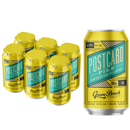 Green Bench Postcard Pils 6pk 12oz Can 4.7% ABV