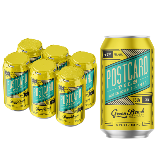 Green Bench Postcard Pils 6pk 12oz Can 4.7% ABV
