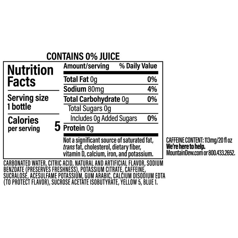 Mountain Dew Zero Sugar Baja Blast 20oz Btl