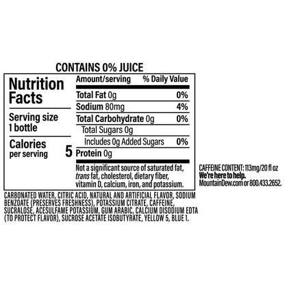 Mountain Dew Zero Sugar Baja Blast 20oz Btl