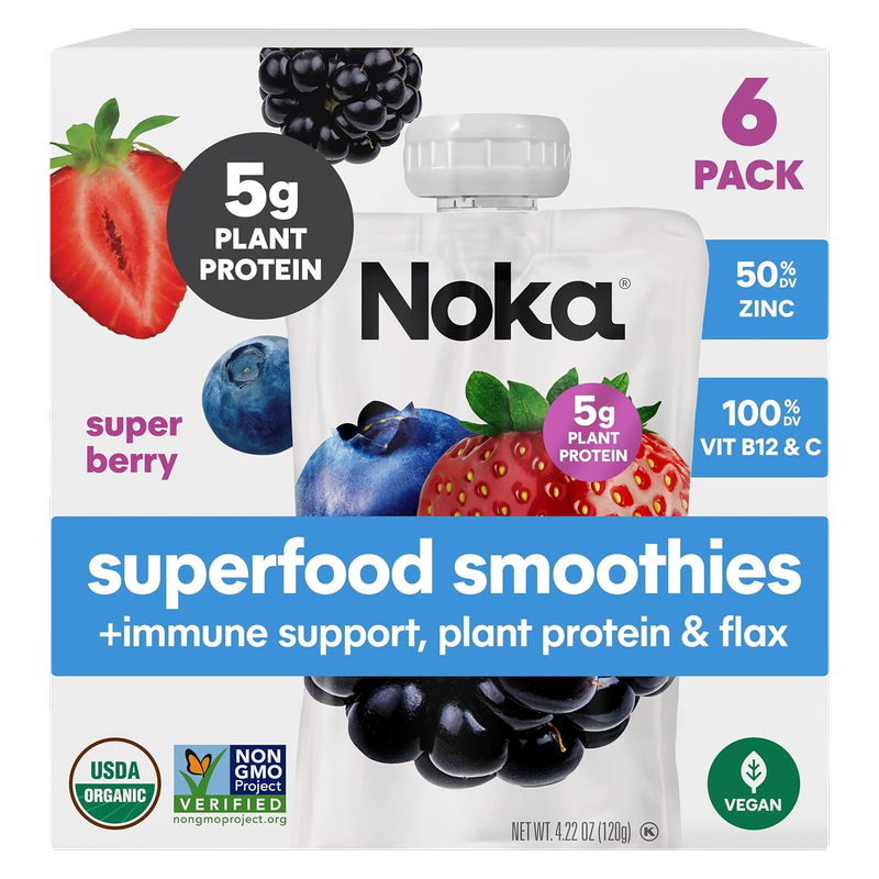 Noka Super Berry Superfood Smoothie 6pk 4.22oz Box