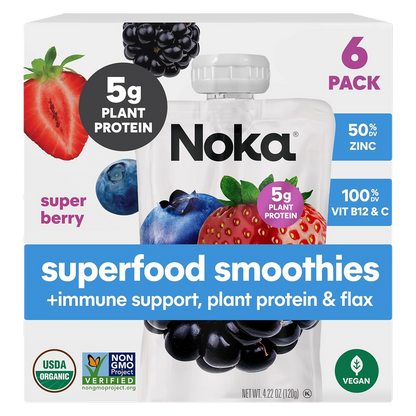 Noka Super Berry Superfood Smoothie 6pk 4.22oz Box