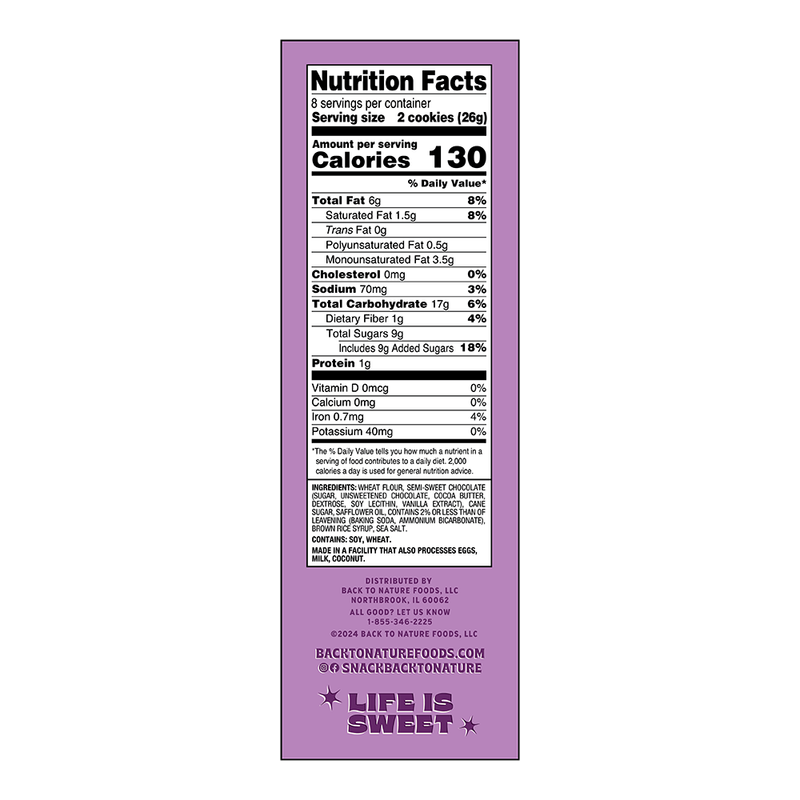 Back To Nature Chocolate Chunk Cookies, 7.5oz