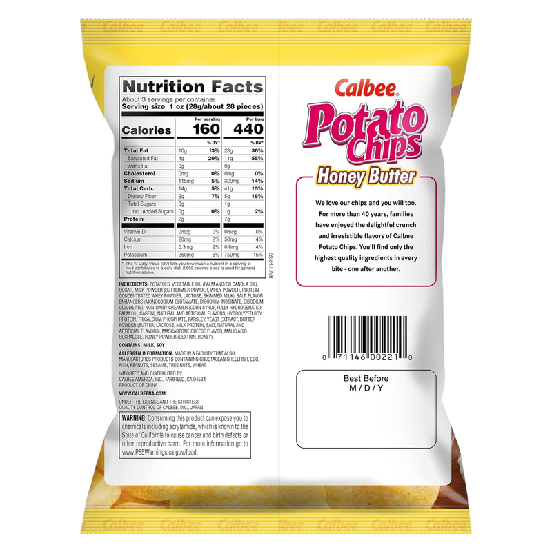 Calbee Honey Butter Potato Chips. 2.8oz