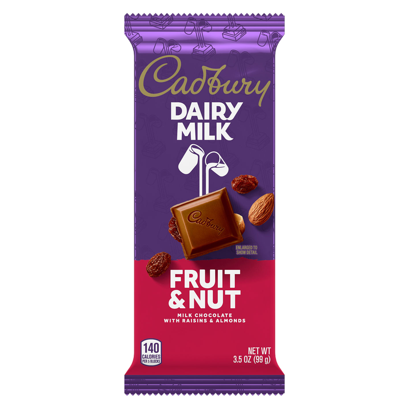Cadbury Fruit & Nut Milk Chocolate Bar 3.5oz
