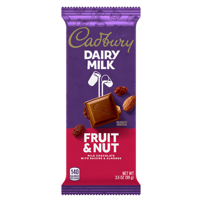 Cadbury Fruit & Nut Milk Chocolate Bar 3.5oz