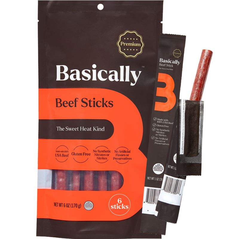Basically Premium Sweet Heat Beef Sticks, 6ct