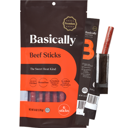 Basically Premium Sweet Heat Beef Sticks, 6ct