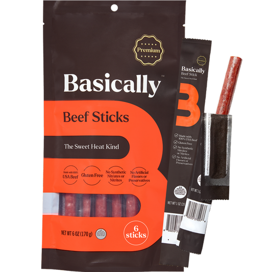 Basically Premium Sweet Heat Beef Sticks, 6ct